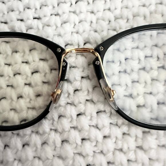 Ray Ban Polished Black Gold Round Frames RB7140 Blue Light Lenses Frame Only - Picture 8 of 10